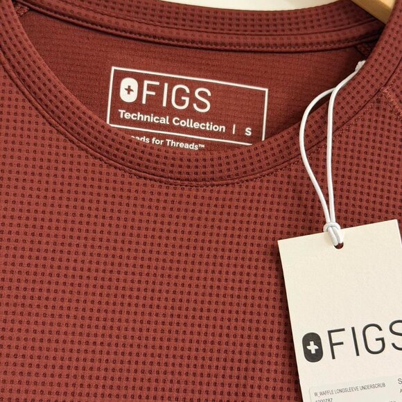 Figs Waffle Longsleeve Underscrub in Walnut, Size Small - Picture 9 of 11